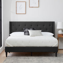 Load image into Gallery viewer, Drake Platform bed with a white bed
