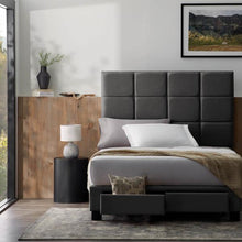 Load image into Gallery viewer, Malouf Duncan Platform Bed Base with a bed in a room
