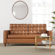 Load image into Gallery viewer, Faux Caramel Brown Douglas Sofa
